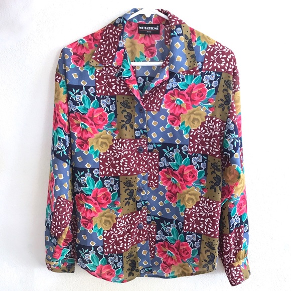 Vintage Notations Floral Print Blouse